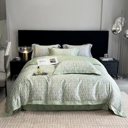 优悦 2023新款水洗真丝轻奢印花款四件套 迪丽奥-绿