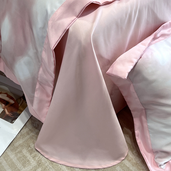 91家纺网 家纺一手货源 找家纺 优悦 2023新款水洗真丝轻奢印花款四件套 云中-粉