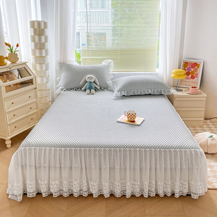 91家纺网 家纺一手货源 找家纺 提花大世界 A类3D冰感凉豆豆床裙床单款凉席 床裙-高级灰