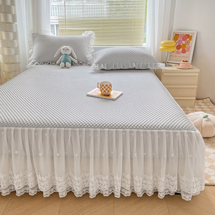 91家纺网 家纺一手货源 找家纺 提花大世界 A类3D冰感凉豆豆床裙床单款凉席 床裙-高级灰