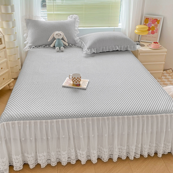 91家纺网 家纺一手货源 找家纺 提花大世界 A类3D冰感凉豆豆床裙床单款凉席 床裙-高级灰