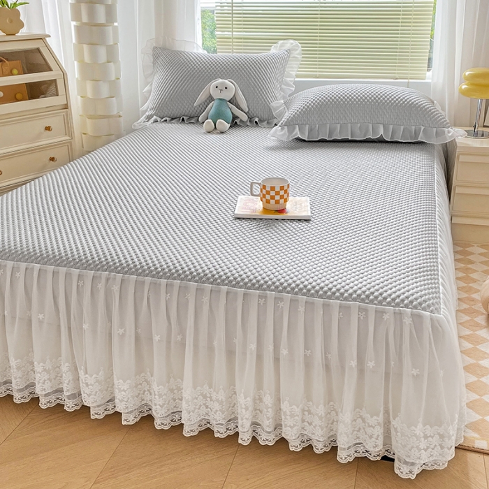 91家纺网 家纺一手货源 找家纺 提花大世界 A类3D冰感凉豆豆床裙床单款凉席 床裙-高级灰