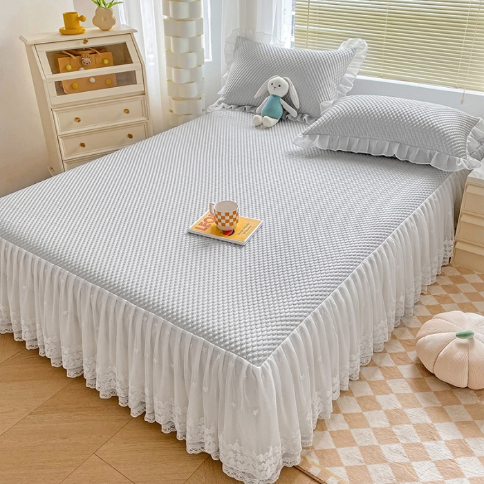 91家纺网 家纺一手货源 找家纺 提花大世界 A类3D冰感凉豆豆床裙床单款凉席 床裙-高级灰