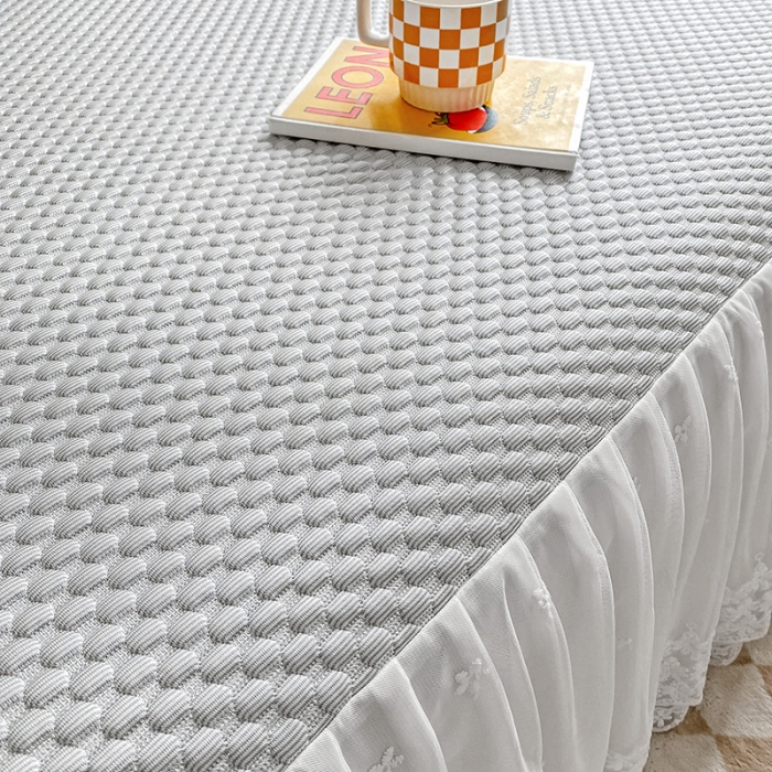 91家纺网 家纺一手货源 找家纺 提花大世界 A类3D冰感凉豆豆床裙床单款凉席 床裙-高级灰