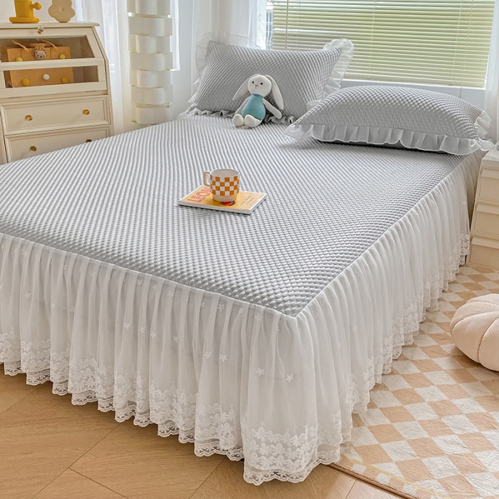 91家纺网 家纺一手货源 找家纺 提花大世界 A类3D冰感凉豆豆床裙床单款凉席 床裙-高级灰