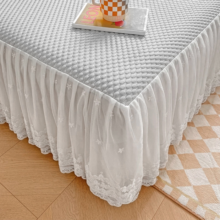 91家纺网 家纺一手货源 找家纺 提花大世界 A类3D冰感凉豆豆床裙床单款凉席 床裙-高级灰