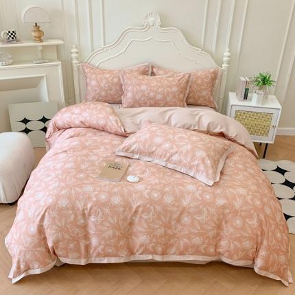 91家纺网 家纺一手货源 找家纺 名佰蕙 2023新款全棉法式田园四件套 秘密花园-粉