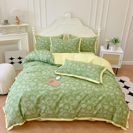 91家纺网 家纺一手货源 找家纺 名佰蕙 2023新款全棉法式田园四件套 秘密花园-绿