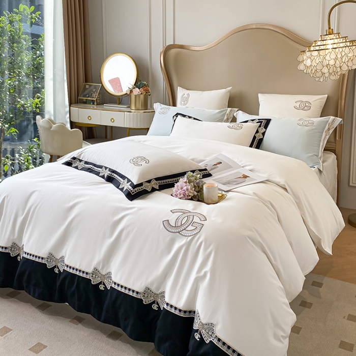 91家纺网 家纺一手货源 找家纺 品家居 2025新款全棉长绒棉四件套-初恋情结 初恋情节-白