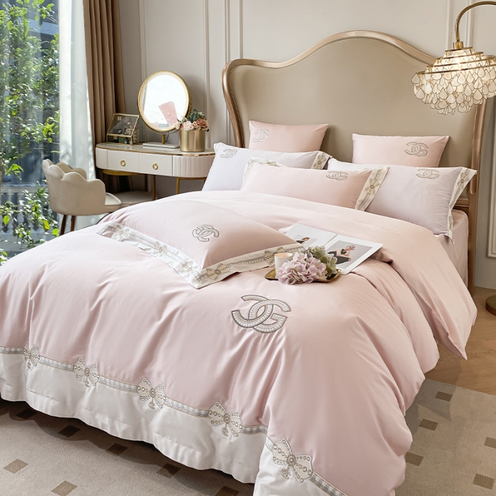 91家纺网 家纺一手货源 找家纺 品家居 2025新款全棉长绒棉四件套-初恋情结 初恋情节-粉