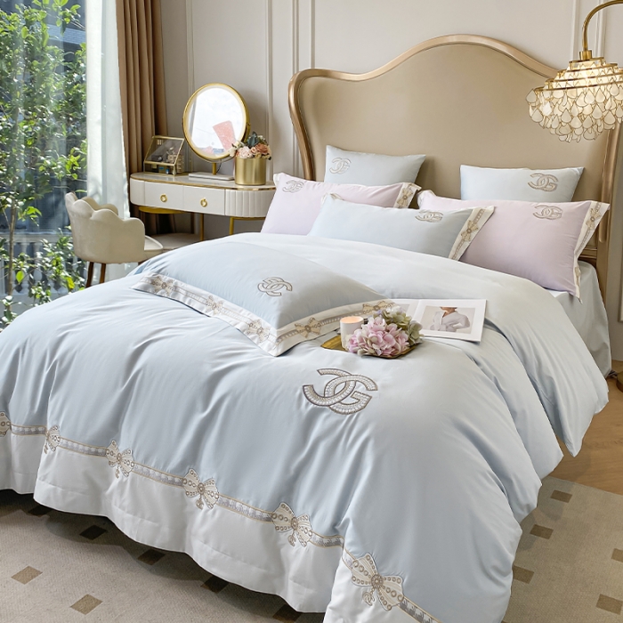 91家纺网 家纺一手货源 找家纺 品家居 2025新款全棉长绒棉四件套-初恋情结 初恋情节-蓝