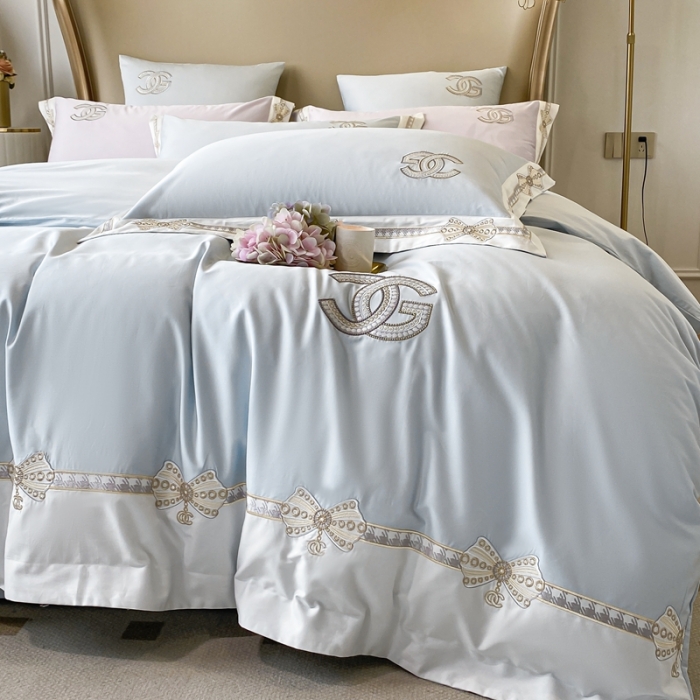 91家纺网 家纺一手货源 找家纺 品家居 2025新款全棉长绒棉四件套-初恋情结 初恋情节-蓝