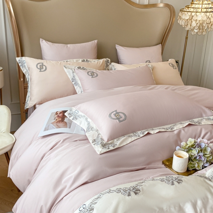 91家纺网 家纺一手货源 找家纺 品家居 2025新款全棉长绒棉四件套-戴安娜 戴安娜-粉