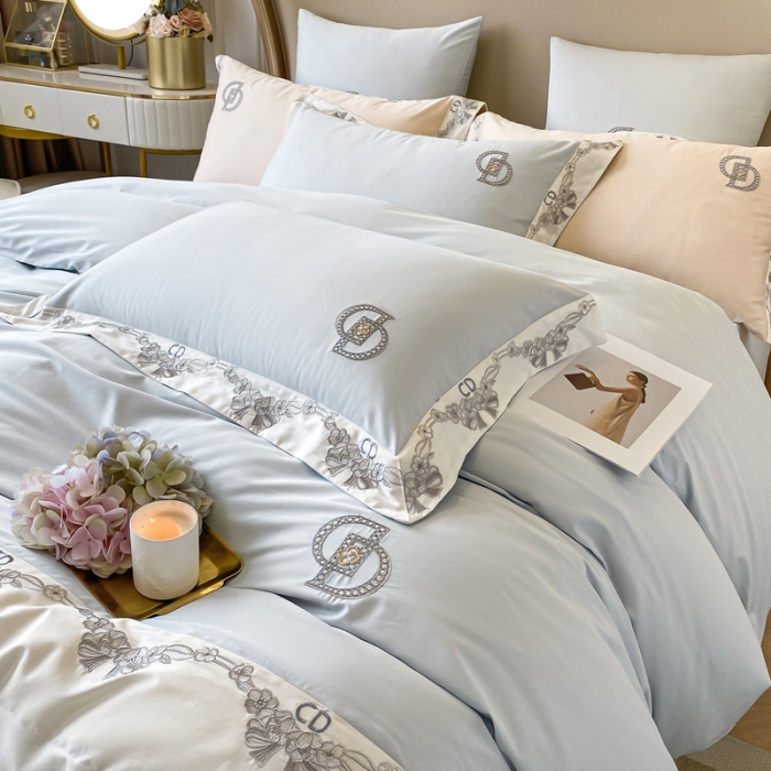 91家纺网 家纺一手货源 找家纺 品家居 2025新款全棉长绒棉四件套-戴安娜 戴安娜-蓝