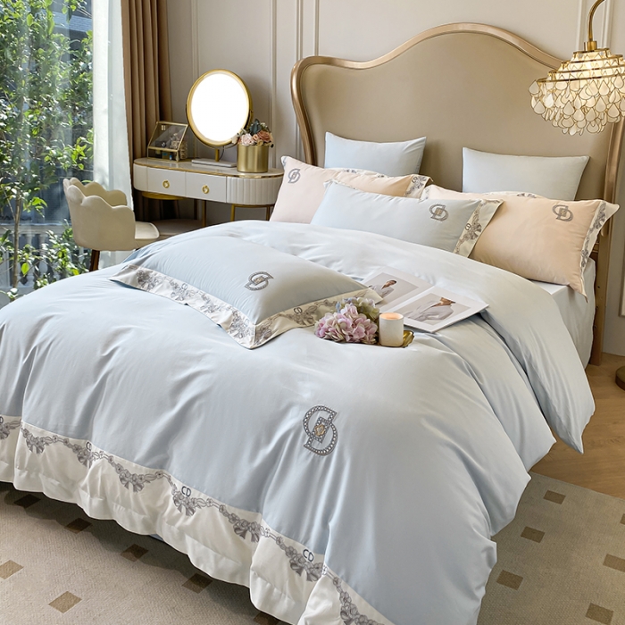 91家纺网 家纺一手货源 找家纺 品家居 2025新款全棉长绒棉四件套-戴安娜 戴安娜-蓝