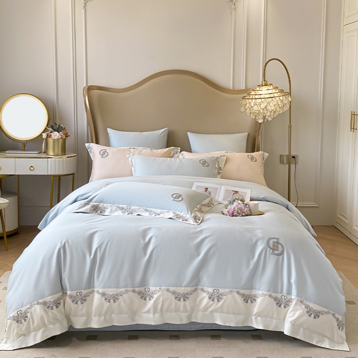 91家纺网 家纺一手货源 找家纺 品家居 2025新款全棉长绒棉四件套-戴安娜 戴安娜-蓝