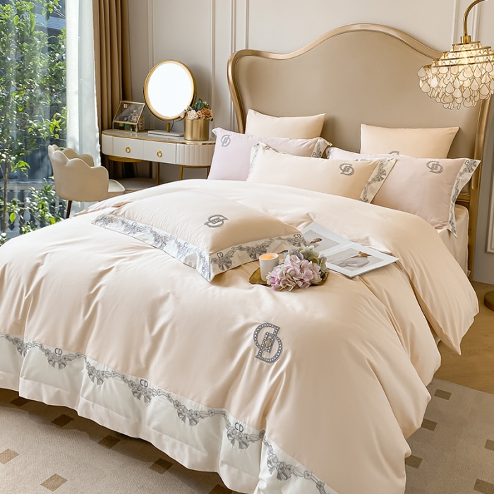 91家纺网 家纺一手货源 找家纺 品家居 2025新款全棉长绒棉四件套-戴安娜 戴安娜-香槟