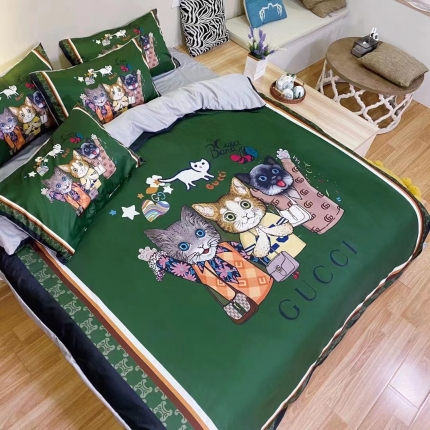 91家纺网 家纺一手货源 找家纺 2023春夏新款潮牌水洗真丝四件套夏季可以裸睡床单床笠款可以网销