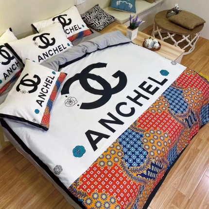 91家纺网 家纺一手货源 找家纺 2023春夏新款潮牌水洗真丝四件套夏季可以裸睡床单床笠款可以网销