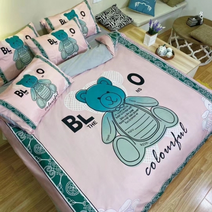 91家纺网 家纺一手货源 找家纺 2023春夏新款潮牌水洗真丝四件套夏季可以裸睡床单床笠款可以网销