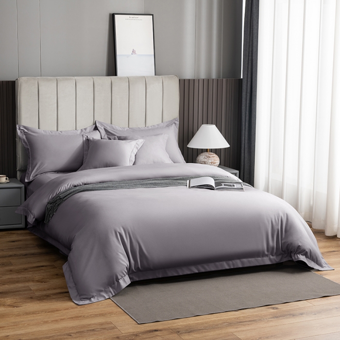 91家纺网 家纺一手货源 找家纺 乐卧家居 2026新款加厚160克宽边宾馆酒店四件套 宽边-深灰色