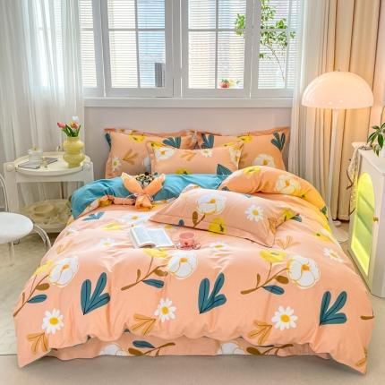 91家纺网 家纺一手货源 找家纺 凌鼎 2025新款喷气加厚磨毛四件套系列1晚秋粉