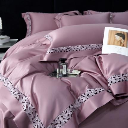 91家纺网 家纺一手货源 找家纺 （总）榻尚家居2024款纯棉镂空贡缎婚庆蕾丝款四件套(会员-20)