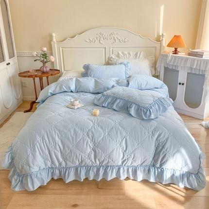 91家纺网 家纺一手货源 找家纺 （总）惯盈家纺2023新款全棉四件套绗缝荷叶边床裙款-芬琳（含买家秀）