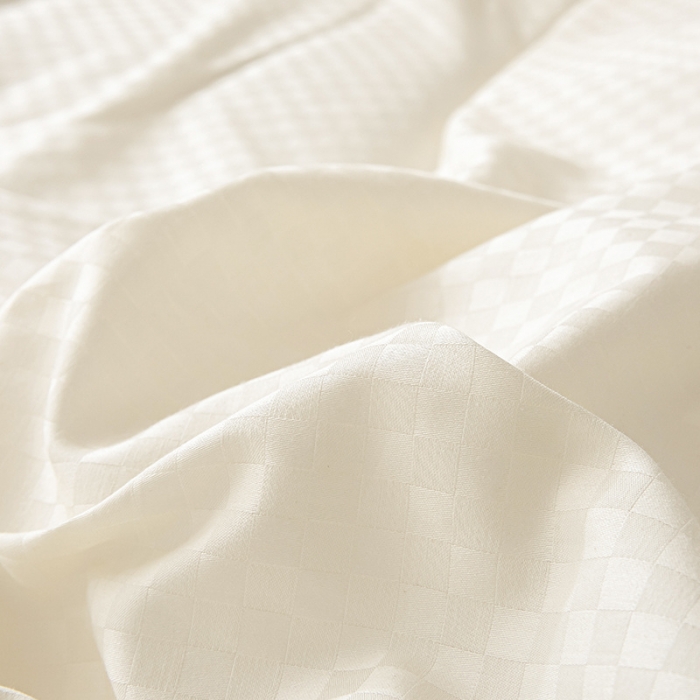 91家纺网 家纺一手货源 找家纺 涵宸 2023新款全棉提花四件套 空城（珍珠白+豆沙）