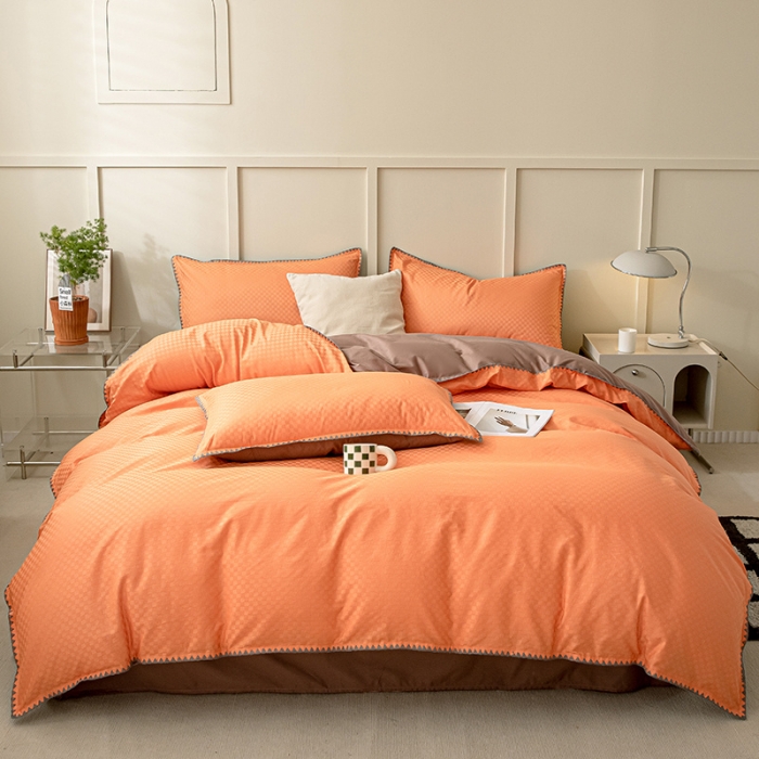 91家纺网 家纺一手货源 找家纺 涵宸 2023新款全棉提花四件套 空城-宾利橙