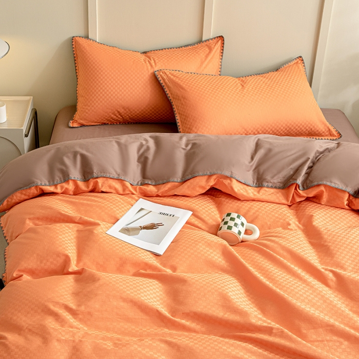 91家纺网 家纺一手货源 找家纺 涵宸 2023新款全棉提花四件套 空城-宾利橙