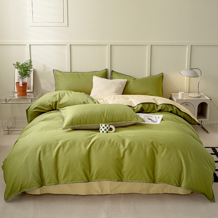 91家纺网 家纺一手货源 找家纺 涵宸 2023新款全棉提花四件套 空城-富贵绿