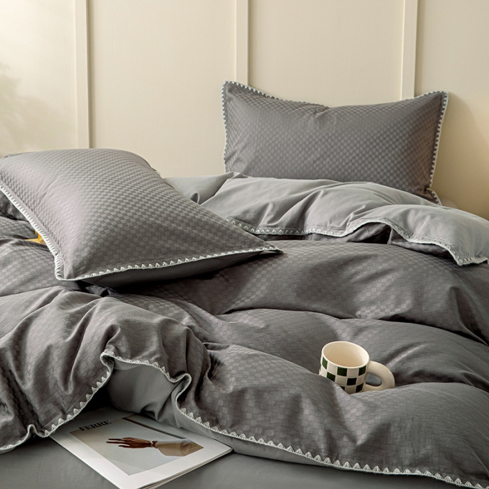 91家纺网 家纺一手货源 找家纺 涵宸 2023新款全棉提花四件套 空城-高级灰