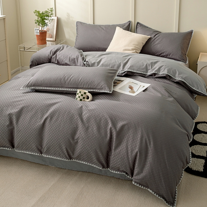 91家纺网 家纺一手货源 找家纺 涵宸 2023新款全棉提花四件套 空城-高级灰