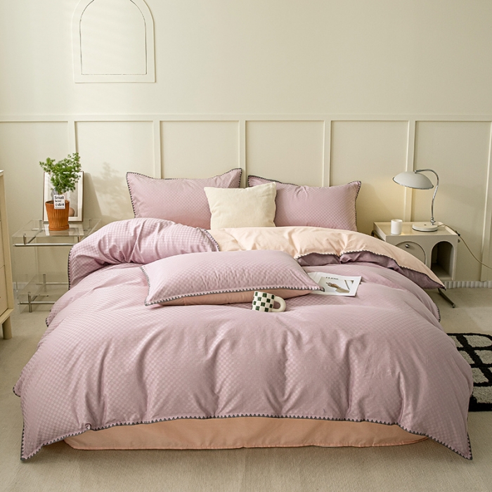 91家纺网 家纺一手货源 找家纺 涵宸 2023新款全棉提花四件套 空城-曼越紫