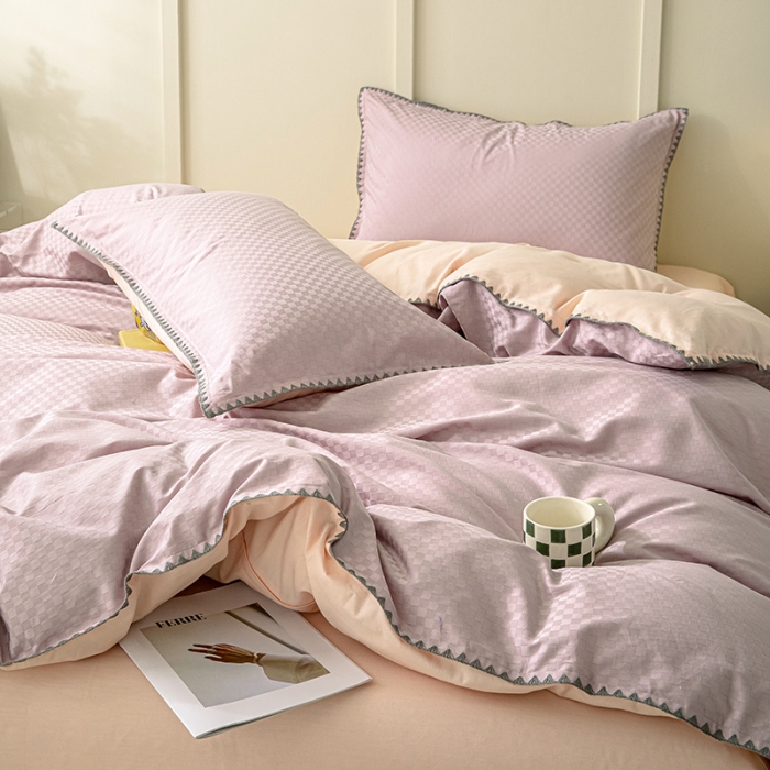 91家纺网 家纺一手货源 找家纺 涵宸 2023新款全棉提花四件套 空城-曼越紫