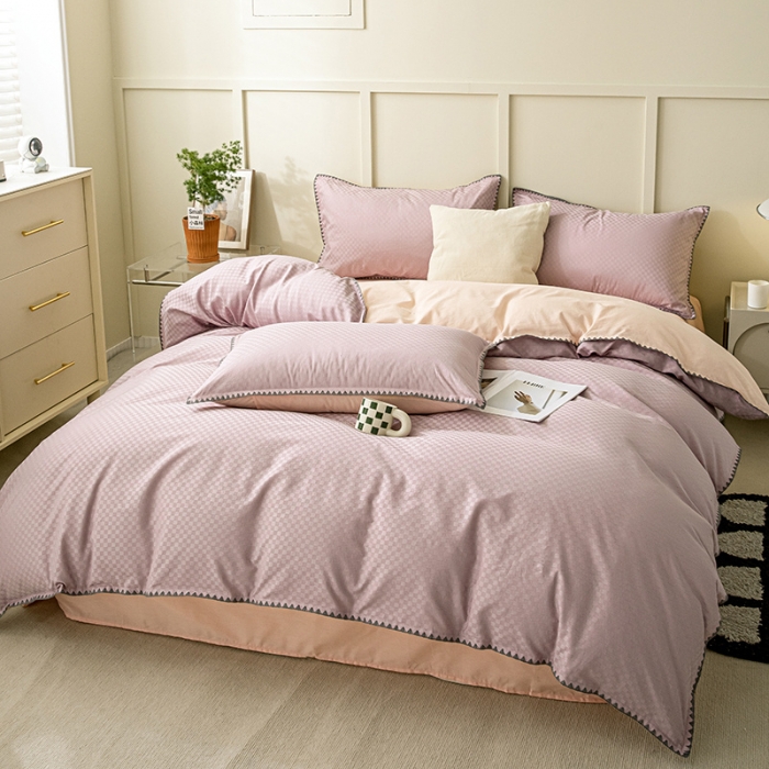 91家纺网 家纺一手货源 找家纺 涵宸 2023新款全棉提花四件套 空城-曼越紫