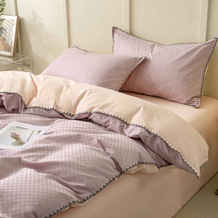 91家纺网 家纺一手货源 找家纺 涵宸 2023新款全棉提花四件套 空城-曼越紫