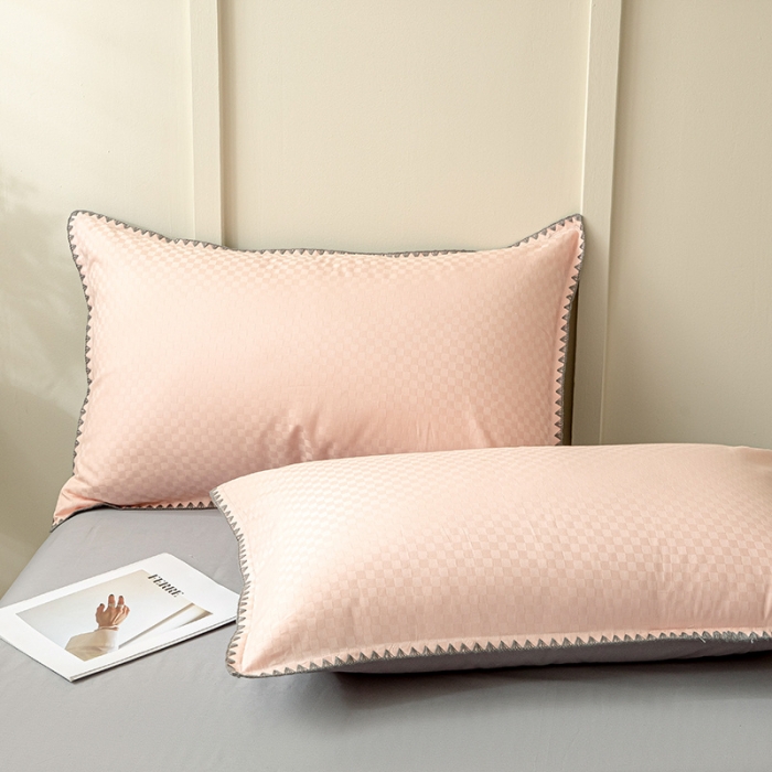 91家纺网 家纺一手货源 找家纺 涵宸 2023新款全棉提花四件套 空城-玫瑰粉