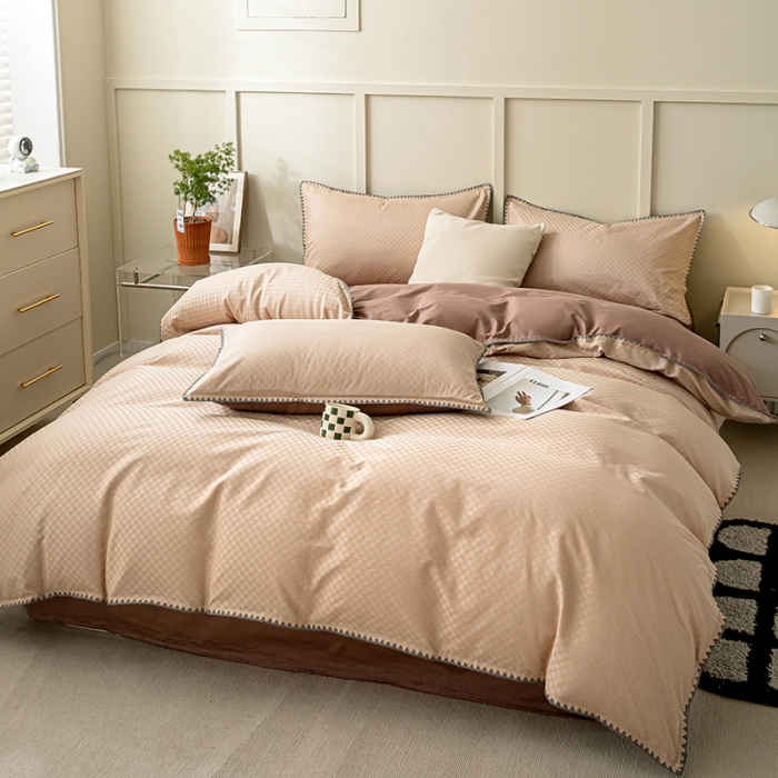 91家纺网 家纺一手货源 找家纺 涵宸 2023新款全棉提花四件套 空城-莎棕