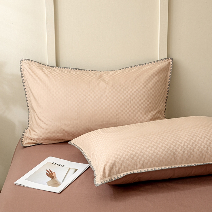 91家纺网 家纺一手货源 找家纺 涵宸 2023新款全棉提花四件套 空城-莎棕