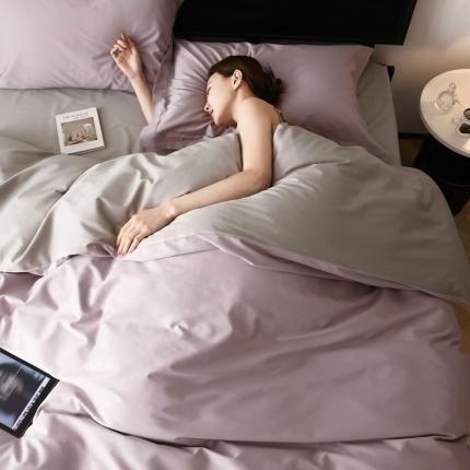 91家纺网 家纺一手货源 找家纺 （总）蕊姿 AB超柔水洗双拼50s长绒棉贡缎四件套全棉直播