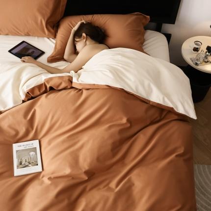 91家纺网 家纺一手货源 找家纺 （总）蕊姿 AB超柔水洗双拼50s长绒棉贡缎四件套全棉直播