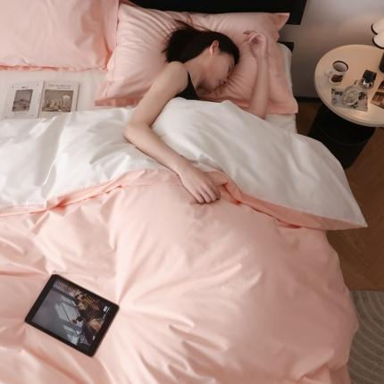 91家纺网 家纺一手货源 找家纺 （总）蕊姿 AB超柔水洗双拼50s长绒棉贡缎四件套全棉直播