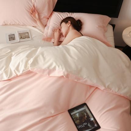 91家纺网 家纺一手货源 找家纺 （总）蕊姿 AB超柔水洗双拼50s长绒棉贡缎四件套全棉直播