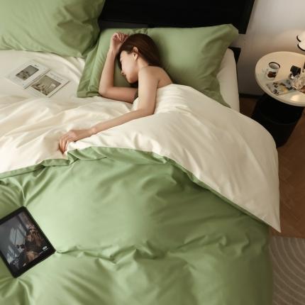 91家纺网 家纺一手货源 找家纺 （总）蕊姿 AB超柔水洗双拼50s长绒棉贡缎四件套全棉直播