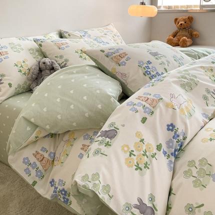 麦伦2023新款40s13372ins小清新全棉四件套第三波 兰花兔子