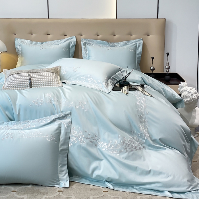 91家纺网 家纺一手货源 找家纺 亲亲公主 2025新款100支全棉四件套-羽衣 羽衣绿色