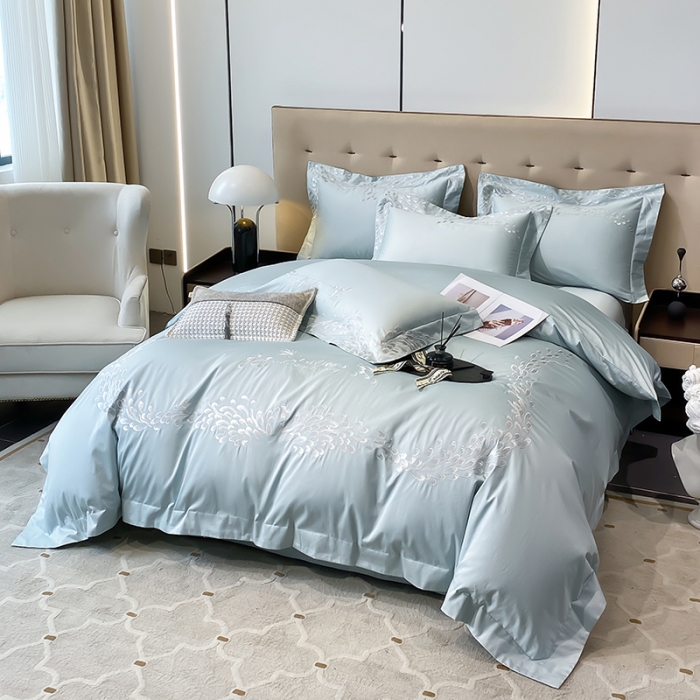 91家纺网 家纺一手货源 找家纺 亲亲公主 2025新款100支全棉四件套-羽衣 羽衣绿色