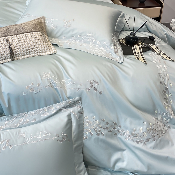 91家纺网 家纺一手货源 找家纺 亲亲公主 2025新款100支全棉四件套-羽衣 羽衣绿色